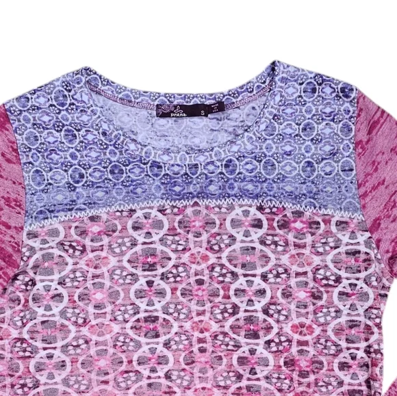 PrAna Lottie Lightweight Pink & Purple Jersey Knit Burnout Tee Size S - Picture 4 of 9